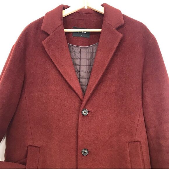 Us N Them Wine Wool Blend Quilt Lined Classic Overcoat - Picture 8 of 16